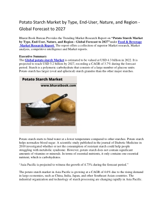 Potato Starch Market by Type, End-User, Nature, and Region - Global Forecast to 2027-converted