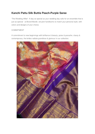 Kanchi Pattu Silk Buttis Peach-Purple Saree