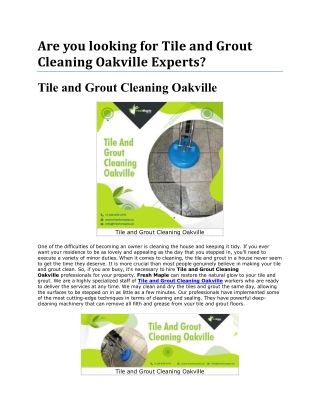 Tile and Grout Cleaning Oakville Services are Near You