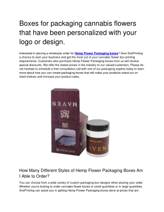 Boxes for packaging cannabis flowers that have been personalized with your logo or design