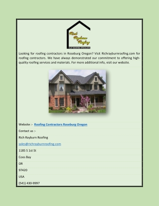 Roofing Contractors Roseburg Oregon | Richrayburnroofing.com