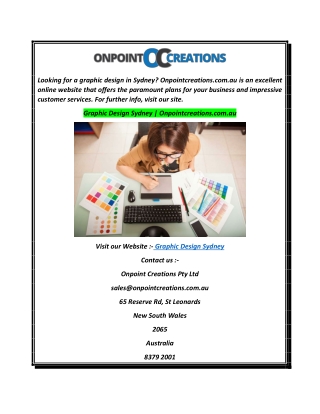 Graphic Design Sydney  Onpointcreations.com.au