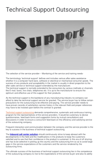 Technical Support Outsourcing