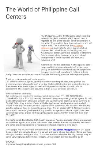 The World of Philippine Call Centers