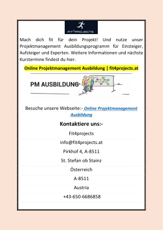 Online Projektmanagement Ausbildung  fit4projects.at