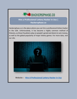 Hire a Professional Lottery Hacker in Usa | Hackersphase.co