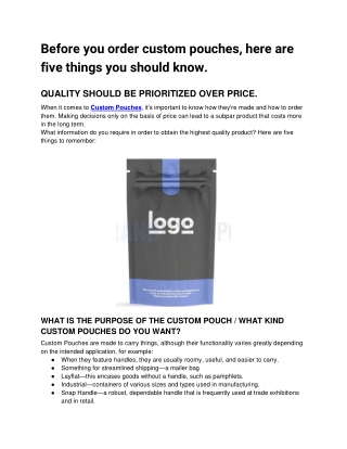 Before you order custom pouches, here are five things you should know
