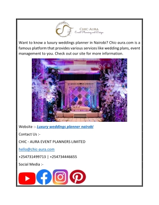 Luxury Weddings Planner Nairobi  Chic-aura.com