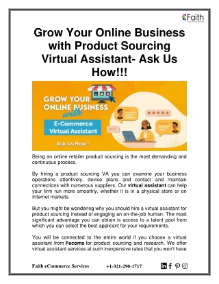 Grow Your Online Business With Product Sourcing Virtual Assistant- Ask Us How!!!