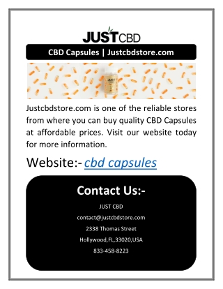 CBD Capsules | Justcbdstore.com