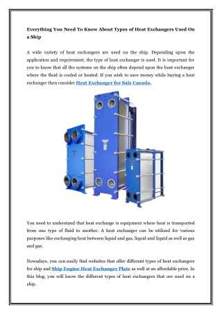 Everything You Need To Know About Types of Heat Exchangers Used On a Ship