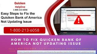 How to Fix Quicken Bank of America Not Updating Issue - Quicken Care  1-800-213-6058