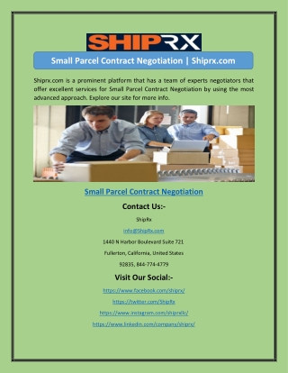 Small Parcel Contract Negotiation | Shiprx.com