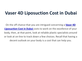 Vaser 4D Liposuction Cost in Dubai