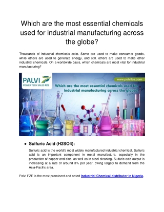 Which are the most essential chemicals used for industrial manufacturing across