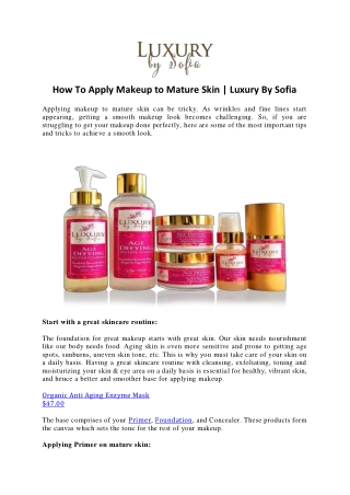 How To Apply Makeup to Mature Skin