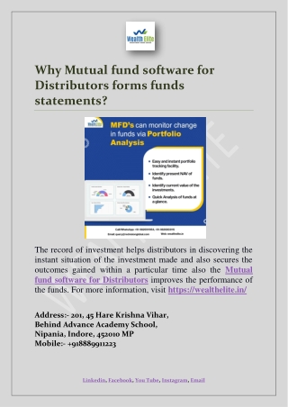 Why Mutual fund software for Distributors forms funds statements