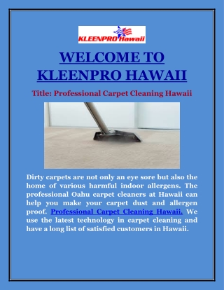 Professional Carpet Cleaning Hawaii