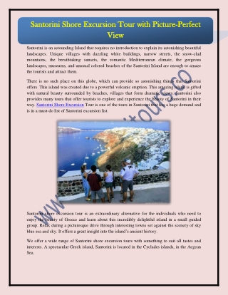 Plan for Stupendous Santorini Sightseeing ToursEarly & Enjoy