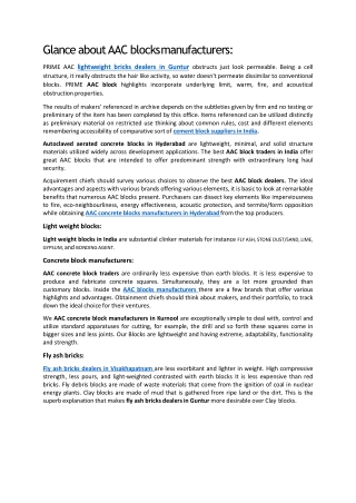Glance about AAC blocks manufacturers