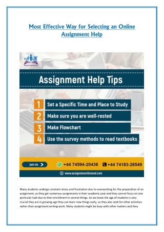 Most Effective Way for Selecting an Online Assignment Help