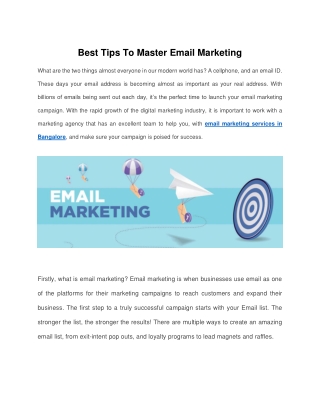 Best Tips To Master Email Marketing