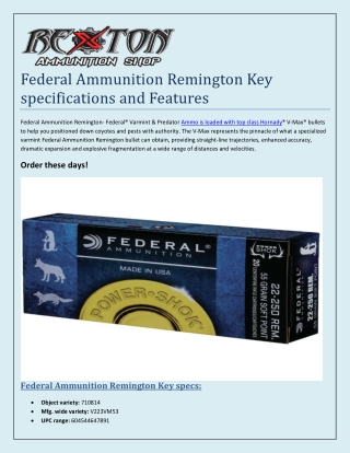 Federal Ammunition Remington Key specifications and Features-converted