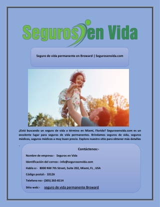 Seguro de vida permanente en Broward | Segurosenvida.com