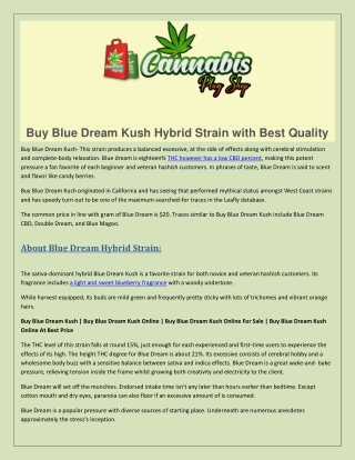 Buy Blue Dream Kush Hybrid Strain with Best Quality-converted