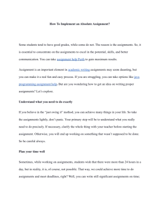 How To Implement an Absolute Assignment_