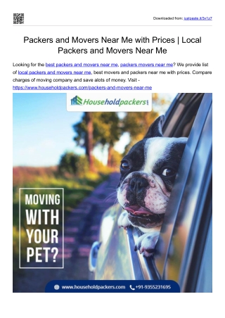Packers and Movers Near Me with Prices