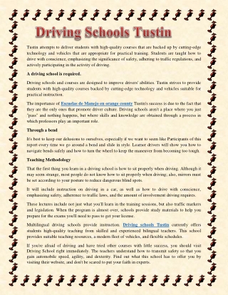 Driving Schools Tustin