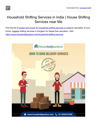 Household Shifting Services in India