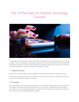 Top 10 iPad Apps for Fashion Technology Courses