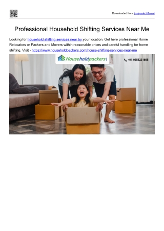 Professional Household Shifting Services Near Me