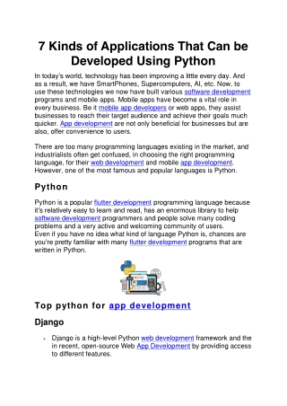 7 Kinds of Applications That Can be Developed Using Python