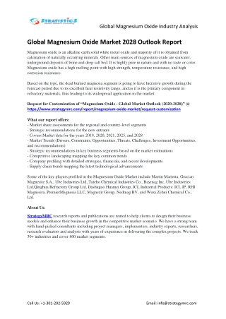 Magnesium Oxide Market - Global Outlook and Forecast 2020-2028