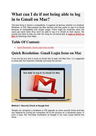 What can I do if not being able to log in to Gmail on Mac