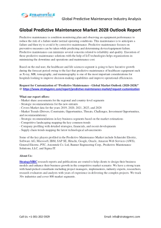 Global Predictive Maintenance Market Overview Analysis and Growth