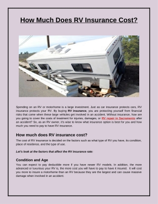 How Much Does RV Insurance Cost