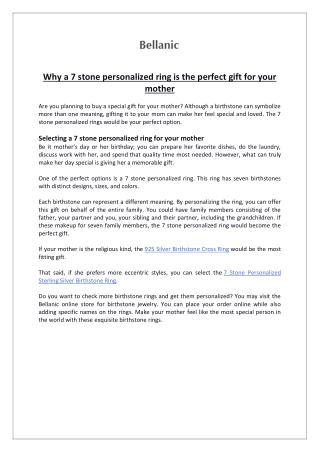 Bellanic - Why a 7 stone personalized ring is the perfect gift for your mother