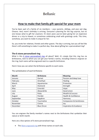 Bellanic - How to make that family gift special for your mom
