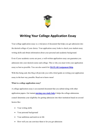 Writing Your College Application Essay
