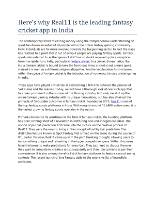 Here_s why Real11 is the leading fantasy cricket app in India