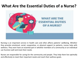 What Are the Primary Responsibilities of a Nurse