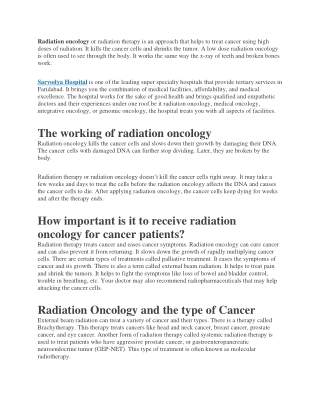 When it comes to radiation oncology, how does it all work together?