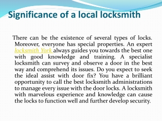 Importance of Locksmith York