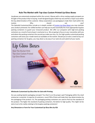 Rule The Market with Top-class Custom Printed Lip Gloss Boxes