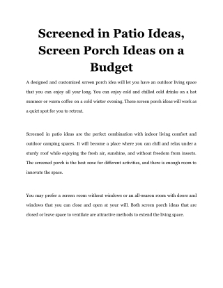 Screened in Patio Ideas, Screen Porch Ideas on a Budget