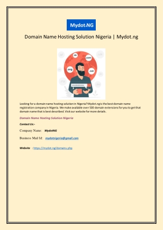 Domain Name Hosting Solution Nigeria | Mydot.ng